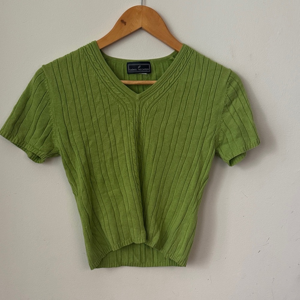 Daniel Hechter Green Knit Short Sleeve Top